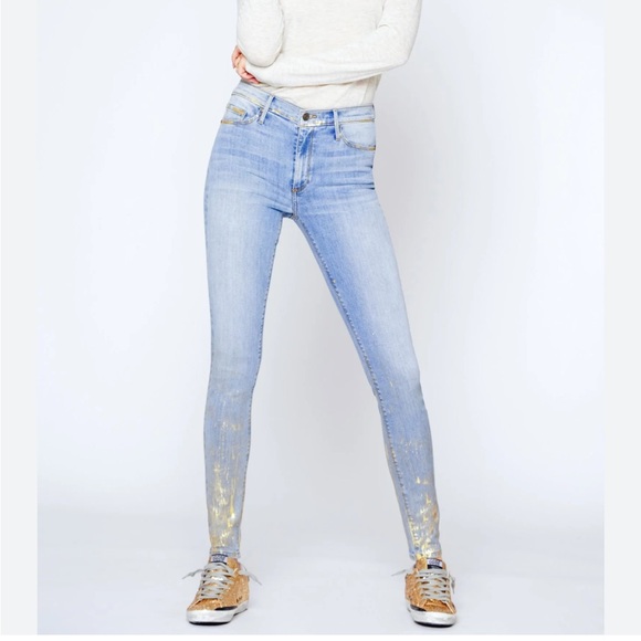 Black Orchid Denim Denim - Black Orchid Women’s Gold Foil Light Wash Gisele High Rise Super Skinny Jeans